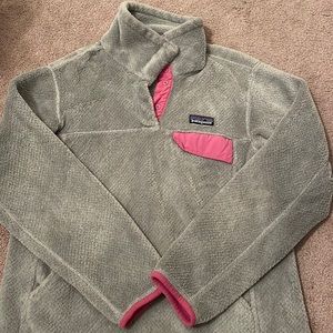 Patagonia Re-tool Snap T Polartec Fleece Jacket in Gray and Purple Size S